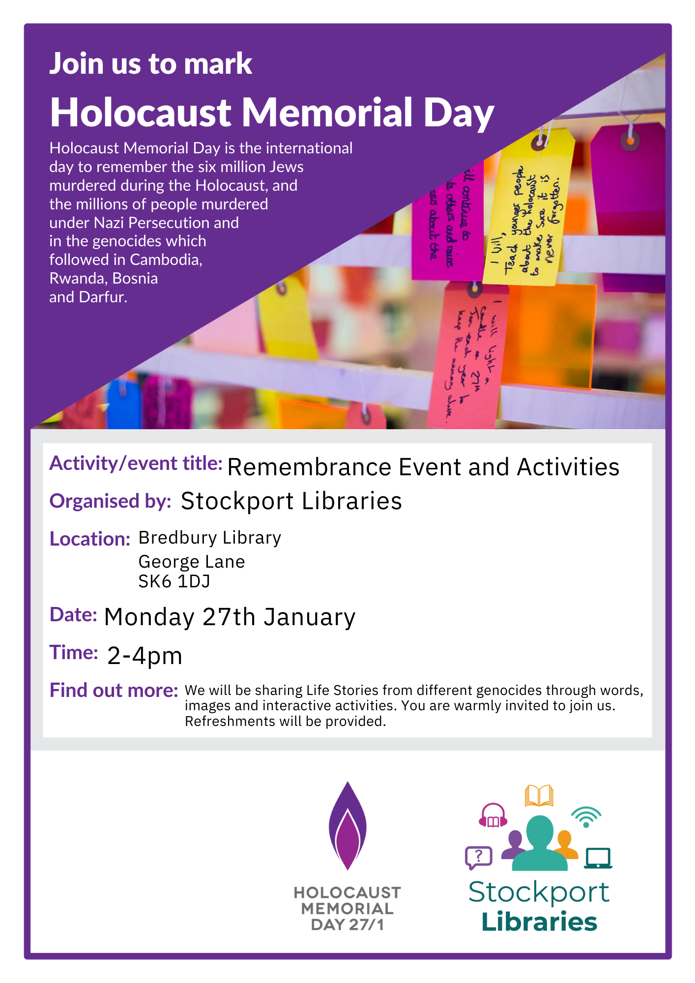 Stockport Libraries - Remembrance event - HMD 2025