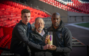 West Ham's Carlton Cole with Martin Stern.
